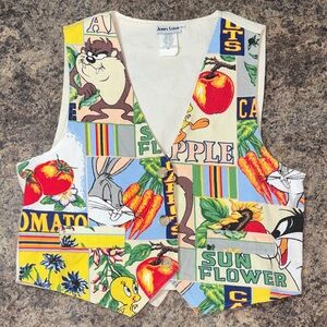 Vintage Jerry Leigh Made in USA 100% Cotton Looney Tunes Colorful Vest Sz L
